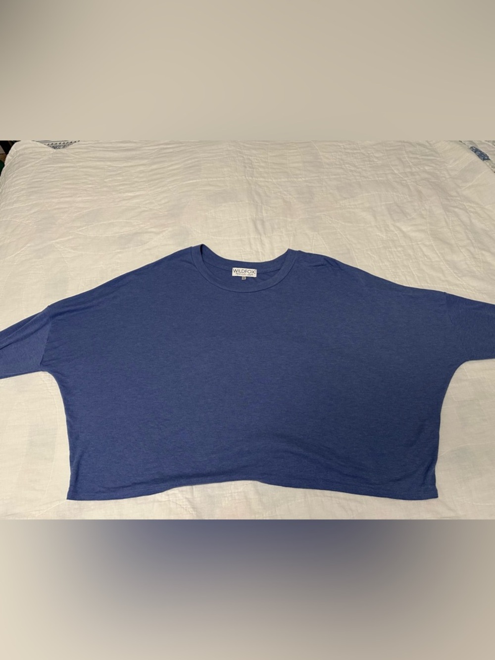 NWOT-Blue cotton blend cropped t-shirt by the brand Wildfox.